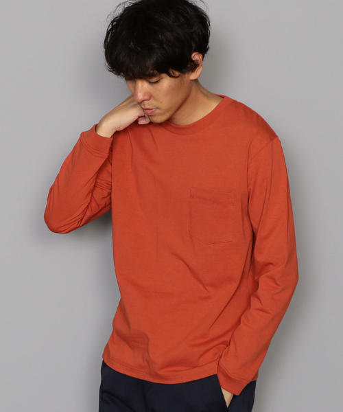 green label relaxing（グリーンレーベルリラクシング）の「SC ヘビーウェイト クルーネック LS カットソー（Tシャツ/カットソー・メンズ・ライラック/ネイビー/オレンジ/ホワイト/グレー・SMALL/MEDIUM/X-LARGE/LARGE）」の5枚目の写真