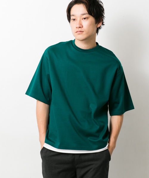 ITEMS URBANRESEARCH（アイテムズ アーバンリサーチ）の「フェイクレイヤードビックTシャツ（Tシャツ/カットソー・メンズ・ブラック/グレー/オフホワイト/グリーン・40/38）」の4枚目の写真