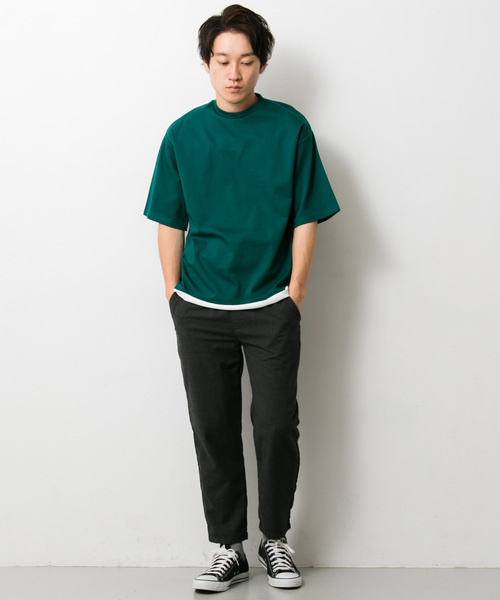 ITEMS URBANRESEARCH（アイテムズ アーバンリサーチ）の「フェイクレイヤードビックTシャツ（Tシャツ/カットソー・メンズ・ブラック/グレー/オフホワイト/グリーン・40/38）」の9枚目の写真