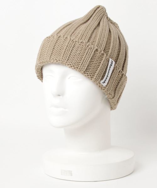 MANASTASH(マナスタッシュ)の「MANASTASH/マナスタッシュ 90's LOGO BEANIE(ニットキャップ/ビーニー・メンズ・ブラック/パープル/杢グレー/ベージュ/ホワイト/ボルドー・FREE)」の4枚目の写真