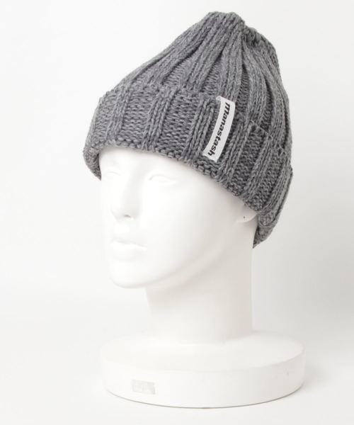 MANASTASH(マナスタッシュ)の「MANASTASH/マナスタッシュ 90's LOGO BEANIE(ニットキャップ/ビーニー・メンズ・ブラック/パープル/杢グレー/ベージュ/ホワイト/ボルドー・FREE)」の3枚目の写真