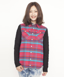 X-girl | KNIT SLEEVE SHIRT(シャツ/ブラウス)