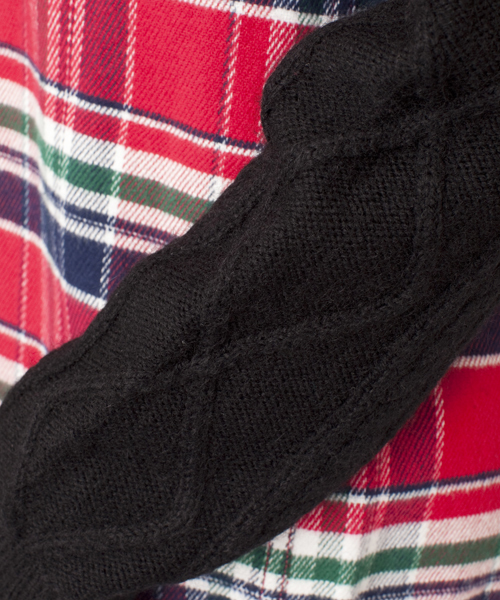 X-girl（エックスガール）の「KNIT SLEEVE SHIRT（シャツ/ブラウス・レディース・レッド/ピンク/ブルー・1/2）」の7枚目の写真