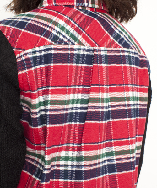 X-girl（エックスガール）の「KNIT SLEEVE SHIRT（シャツ/ブラウス・レディース・レッド/ピンク/ブルー・1/2）」の9枚目の写真