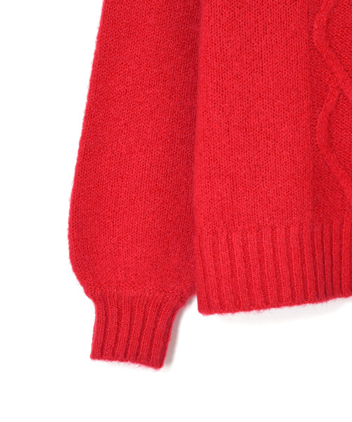 w closet(ダブルクローゼット)の「ケーブル編みハイネックプルオーバー_(ニット/セーター・レディース・レッド/サックスブルー/ベージュ・FREE)」の5枚目の写真