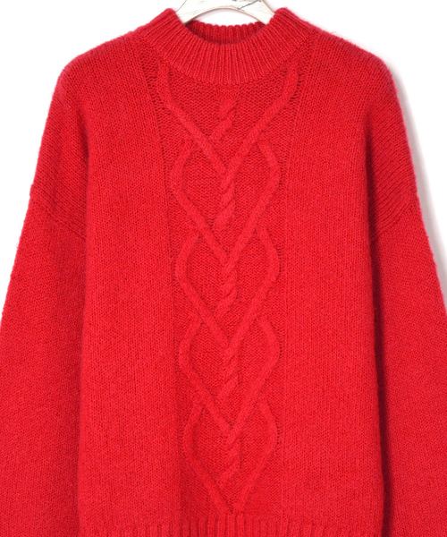 w closet(ダブルクローゼット)の「ケーブル編みハイネックプルオーバー_(ニット/セーター・レディース・レッド/サックスブルー/ベージュ・FREE)」の6枚目の写真