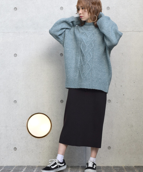 w closet(ダブルクローゼット)の「ケーブル編みハイネックプルオーバー_(ニット/セーター・レディース・レッド/サックスブルー/ベージュ・FREE)」の16枚目の写真