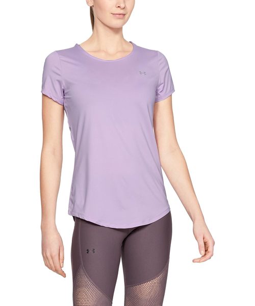 UNDER ARMOUR(アンダーアーマー)の「ウーマンズトレーニングTシャツ / アーマースポーツショートスリーブ(Tシャツ/カットソー・レディース・ブラック/ライトパープル・SM/LG/MD/XL)」の2枚目の写真
