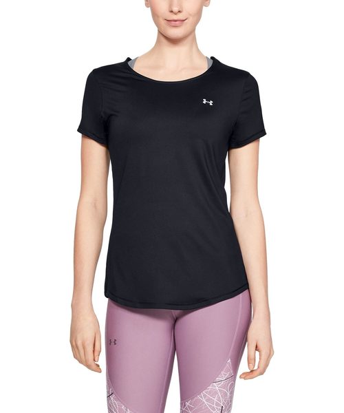 UNDER ARMOUR(アンダーアーマー)の「ウーマンズトレーニングTシャツ / アーマースポーツショートスリーブ(Tシャツ/カットソー・レディース・ブラック/ライトパープル・SM/LG/MD/XL)」の1枚目の写真