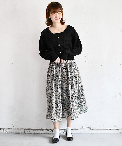 PairPair（ペアペア）の「花柄プリーツスカート（スカート・レディース・ライトブルー/ブラック/アイボリー・FREE）」の9枚目の写真