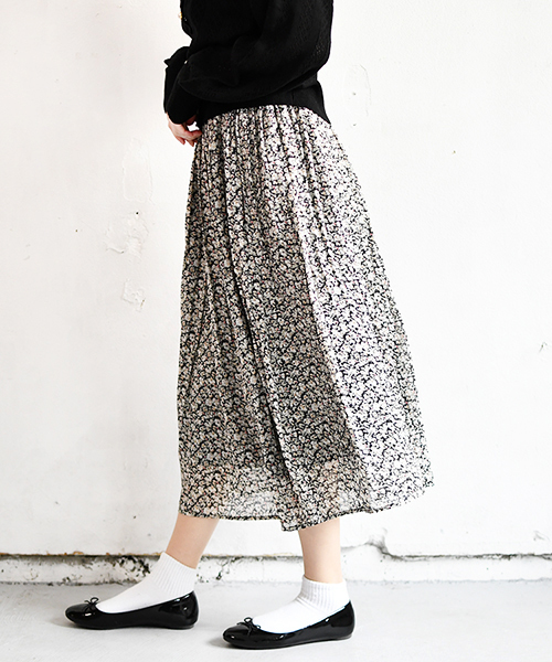 PairPair（ペアペア）の「花柄プリーツスカート（スカート・レディース・ライトブルー/ブラック/アイボリー・FREE）」の13枚目の写真