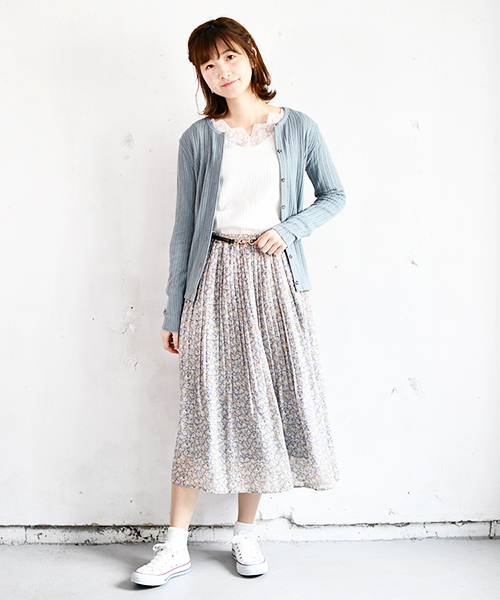 PairPair（ペアペア）の「花柄プリーツスカート（スカート・レディース・ライトブルー/ブラック/アイボリー・FREE）」の15枚目の写真