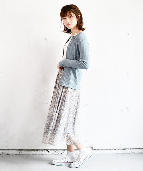 PairPair（ペアペア）の「花柄プリーツスカート（スカート・レディース・ライトブルー/ブラック/アイボリー・FREE）」の16枚目の写真