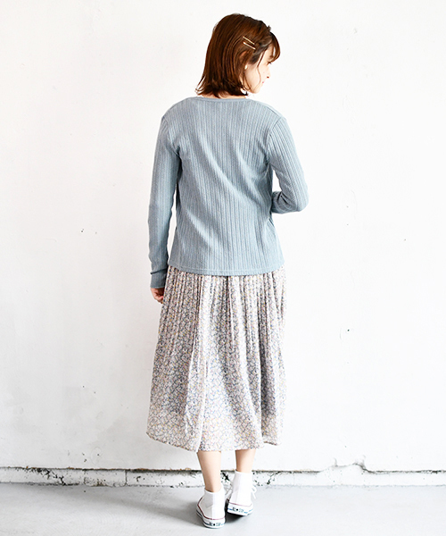 PairPair（ペアペア）の「花柄プリーツスカート（スカート・レディース・ライトブルー/ブラック/アイボリー・FREE）」の17枚目の写真