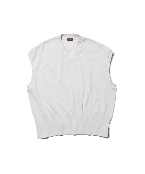 MR.OLIVE（ミスターオリーブ）の「12G COTTON LINKS BIRDSEYE KNIT / BIG SILHOUTTE V NECK VEST（ベスト・メンズ・ライトグレー/ブラック・MEDIUM/LARGE）」の4枚目の写真