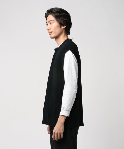 STUDIOUS（ステュディオス）の「【STUDIOUS】クラッシュネックニットベスト（ベスト・メンズ・ベージュ/ブラック/ライトグレー・1/2/3）」の16枚目の写真