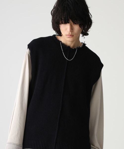 STUDIOUS（ステュディオス）の「【STUDIOUS】クラッシュネックニットベスト（ベスト・メンズ・ベージュ/ブラック/ライトグレー・1/2/3）」の12枚目の写真