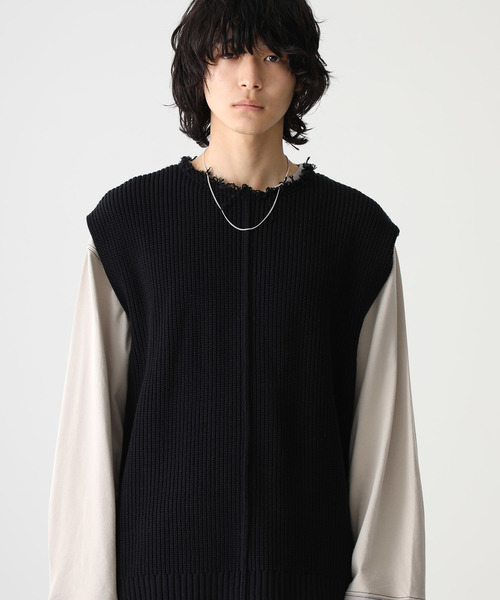 STUDIOUS（ステュディオス）の「【STUDIOUS】クラッシュネックニットベスト（ベスト・メンズ・ベージュ/ブラック/ライトグレー・1/2/3）」の14枚目の写真