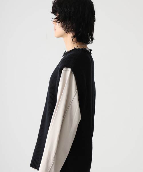 STUDIOUS（ステュディオス）の「【STUDIOUS】クラッシュネックニットベスト（ベスト・メンズ・ベージュ/ブラック/ライトグレー・1/2/3）」の17枚目の写真