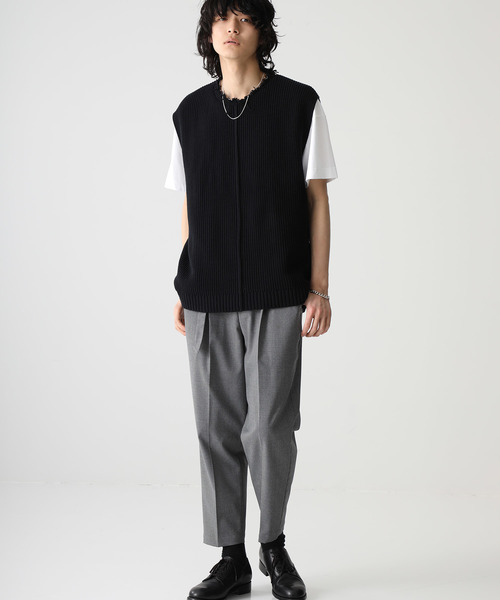 STUDIOUS（ステュディオス）の「【STUDIOUS】クラッシュネックニットベスト（ベスト・メンズ・ベージュ/ブラック/ライトグレー・1/2/3）」の15枚目の写真