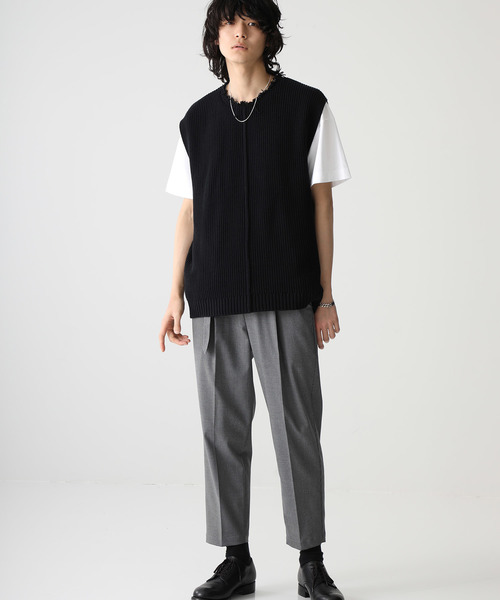 STUDIOUS（ステュディオス）の「【STUDIOUS】クラッシュネックニットベスト（ベスト・メンズ・ベージュ/ブラック/ライトグレー・1/2/3）」の18枚目の写真