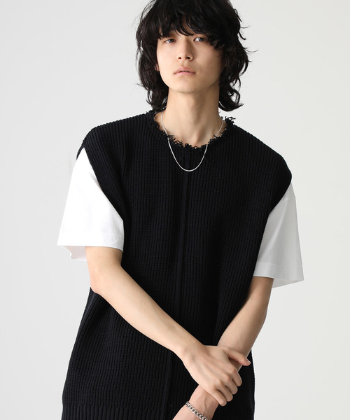 STUDIOUS（ステュディオス）の「【STUDIOUS】クラッシュネックニットベスト（ベスト・メンズ・ベージュ/ブラック/ライトグレー・1/2/3）」の11枚目の写真