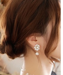 【Cupid Heart】結婚式アクセ アネモネ パールイヤリング