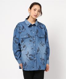 Roger&Raw/デニム羽根プリント３WAYシャツ
