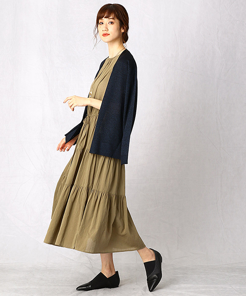 Comme　Ca　Mature（コムサマチュア）の「《ウォッシャブル》Vネック ニットカーディガン（カーディガン/ボレロ・レディース・ライトグレー/ネイビー/キャメル/パープル・FREE）」の13枚目の写真