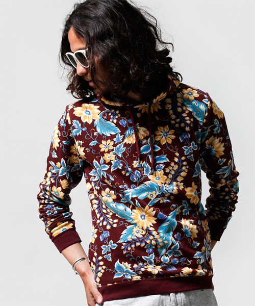 NANO universe(ナノユニバース)の「フローラルプリントプルパーカー(パーカー・メンズ・グレー/ブラック/ボルドー・X-LARGE/SMALL/LARGE/MEDIUM)」の3枚目の写真