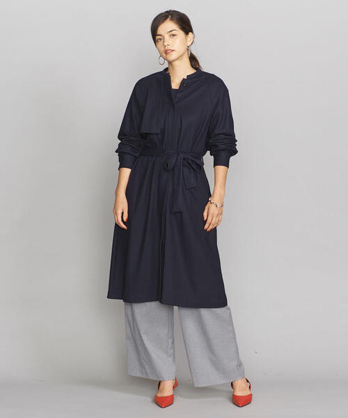 BEAUTY&YOUTH UNITED ARROWS(ビューティーアンドユースユナイテッドアローズ)の「BY ウールジャージーロングシャツコートо(その他アウター・レディース・ベージュ/ネイビー・FREE)」の2枚目の写真