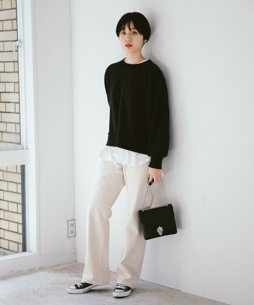 PAGEBOY(ページボーイ)の「effortショートウラケプルオーバー(スウェット・レディース・ブラック/グレー/ラベンダー/グレイッシュベージュ・FREE)」の5枚目の写真