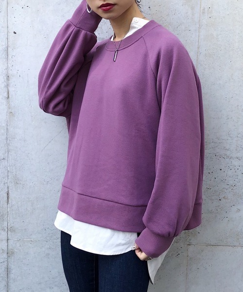 PAGEBOY(ページボーイ)の「effortショートウラケプルオーバー(スウェット・レディース・ブラック/グレー/ラベンダー/グレイッシュベージュ・FREE)」の10枚目の写真