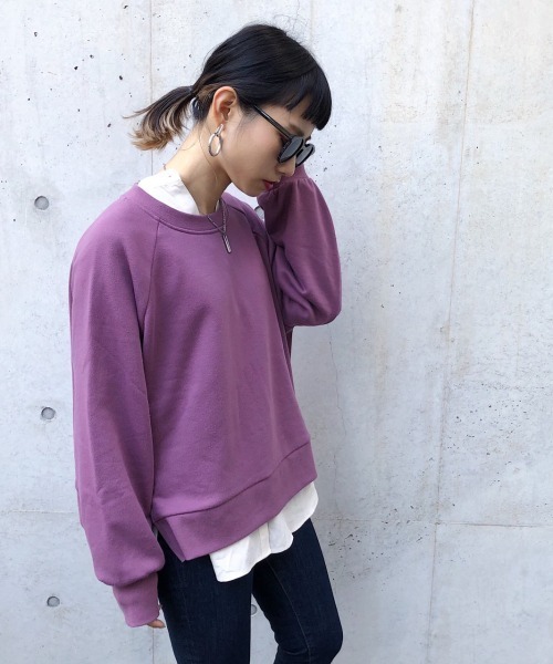 PAGEBOY(ページボーイ)の「effortショートウラケプルオーバー(スウェット・レディース・ブラック/グレー/ラベンダー/グレイッシュベージュ・FREE)」の11枚目の写真