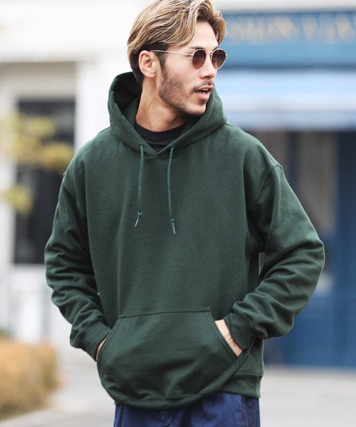 GILDAN(ギルダン)の「GILDAN ギルダン 無地 スウェット ビッグシルエット プルオーバー フーディー パーカー(パーカー・メンズ・ホワイト/チャコールグレー/ブラック/ネイビー/グレー/サンドベージュ/マルーン/ロイヤルブルー/杢グレー/パープル/レッド/オレンジ/ゴールド/ピンク/ミント/ライトグリーン/グリーン系その他/ブルー系その他/インディゴブルー・MEDIUM/LARGE/X-LARGE/SMALL)」の9枚目の写真