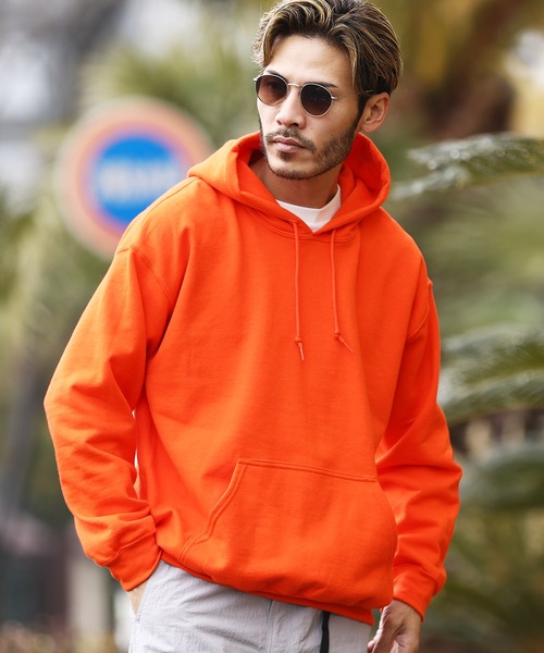 GILDAN(ギルダン)の「GILDAN ギルダン 無地 スウェット ビッグシルエット プルオーバー フーディー パーカー(パーカー・メンズ・ホワイト/チャコールグレー/ブラック/ネイビー/グレー/サンドベージュ/マルーン/ロイヤルブルー/杢グレー/パープル/レッド/オレンジ/ゴールド/ピンク/ミント/ライトグリーン/グリーン系その他/ブルー系その他/インディゴブルー・MEDIUM/LARGE/X-LARGE/SMALL)」の18枚目の写真