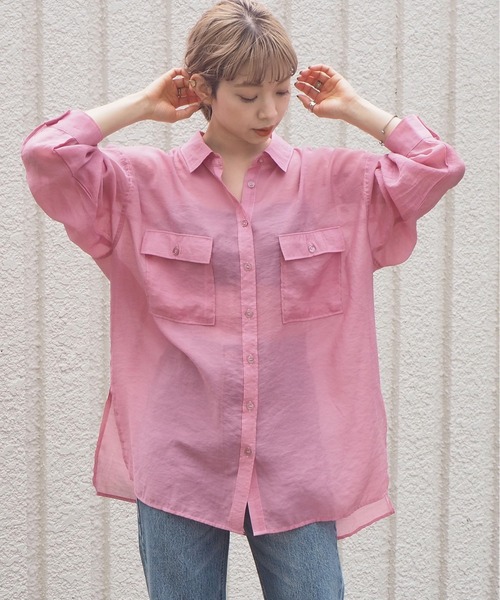 tiptop(ティップトップ)の「2020SS シアーBIGシャツ(シャツ/ブラウス)」|ピンク