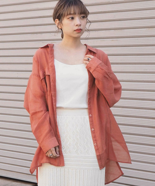 tiptop(ティップトップ)の「2020SS シアーBIGシャツ(シャツ/ブラウス)」|オレンジ