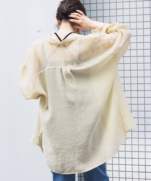 ブラウス シャツ 「ZOZO限定商品」DETACHABLE COLLAR SHEER BIG SHIRTS / デタッチャブルカラーシアービッグシャツ ZOZO限定商品】DETACHABLE COLLAR SHEER BIG SHIRTS