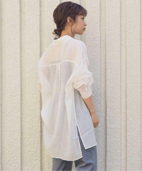 ブラウス シャツ 「ZOZO限定商品」DETACHABLE COLLAR SHEER BIG SHIRTS / デタッチャブルカラーシアービッグシャツ THINGS THAT MATTER（シングス ザット マター）の「【ZOZO限定