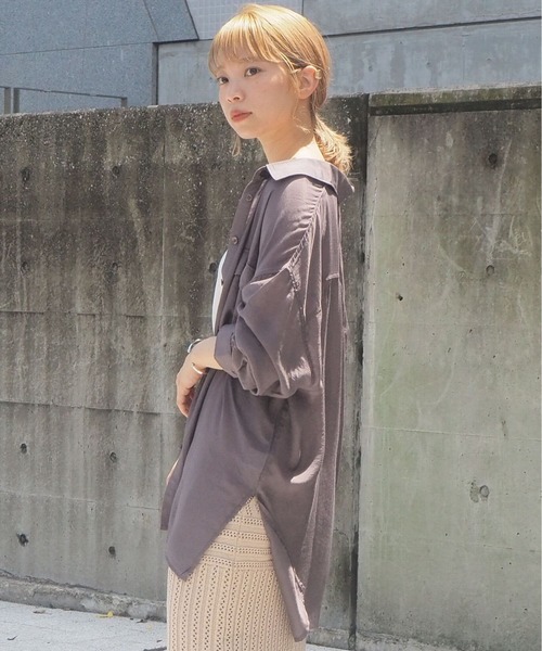 tiptop(ティップトップ)の「【ZOZO限定アイテム】シアーBIGシャツ(シャツ/ブラウス・レディース・ベージュ/ピンク/ブルー/ライトグリーン/オフホワイト/ダークグリーン/オレンジ/パープル/グレー系その他/イエロー/ピンク系その他/B/A/イエロー系その他/グレー・FREE)」の18枚目の写真