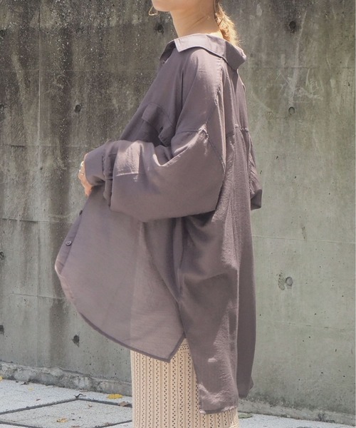 tiptop(ティップトップ)の「【ZOZO限定アイテム】シアーBIGシャツ(シャツ/ブラウス・レディース・ベージュ/ピンク/ブルー/ライトグリーン/オフホワイト/ダークグリーン/オレンジ/パープル/グレー系その他/イエロー/ピンク系その他/B/A/イエロー系その他/グレー・FREE)」の17枚目の写真