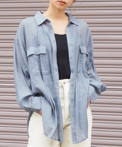 tiptop(ティップトップ)の「【ZOZO限定アイテム】シアーBIGシャツ(シャツ/ブラウス・レディース・ベージュ/ピンク/ブルー/ライトグリーン/オフホワイト/ダークグリーン/オレンジ/パープル/グレー系その他/イエロー/ピンク系その他/B/A/イエロー系その他/グレー・FREE)」の21枚目の写真