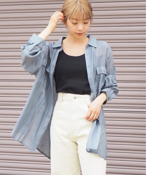 tiptop(ティップトップ)の「【ZOZO限定アイテム】シアーBIGシャツ(シャツ/ブラウス・レディース・ベージュ/ピンク/ブルー/ライトグリーン/オフホワイト/ダークグリーン/オレンジ/パープル/グレー系その他/イエロー/ピンク系その他/B/A/イエロー系その他/グレー・FREE)」の22枚目の写真