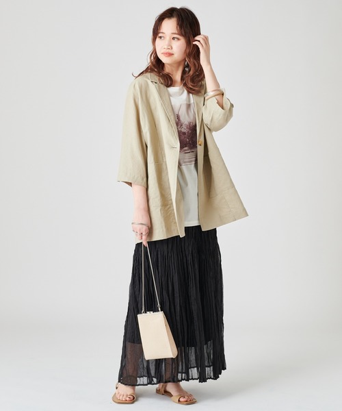 mystic（ミスティック）の「ワッシャープリーツスカート（スカート・レディース・ブラック/ベージュ/オフホワイト・FREE）」の5枚目の写真