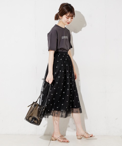 natural couture(ナチュラルクチュール)の「カリカリ立体ロゴT(Tシャツ/カットソー・レディース・オフホワイト/ピンク/スミクロ/ライトベージュ・FREE)」の8枚目の写真