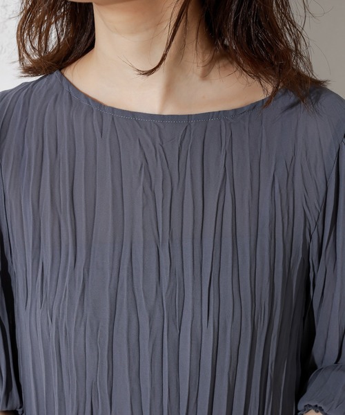 natural couture（ナチュラルクチュール）の「クリンクル加工シアーブラウス（シャツ/ブラウス・レディース・ブラック/オフホワイト/ブルー/ミント/モカ・FREE）」の14枚目の写真