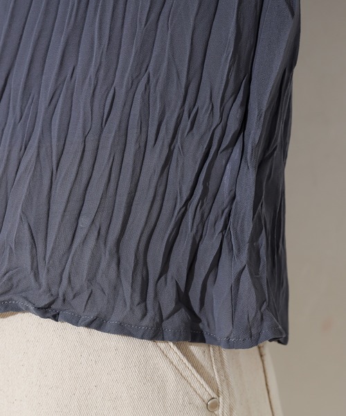 natural couture（ナチュラルクチュール）の「クリンクル加工シアーブラウス（シャツ/ブラウス・レディース・ブラック/オフホワイト/ブルー/ミント/モカ・FREE）」の8枚目の写真