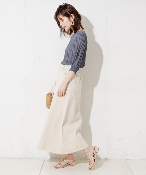 natural couture（ナチュラルクチュール）の「クリンクル加工シアーブラウス（シャツ/ブラウス・レディース・ブラック/オフホワイト/ブルー/ミント/モカ・FREE）」の18枚目の写真