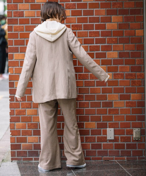 Munich（ミューニック）の「トリアセテートリネンツイルダブルブレストジャケット（テーラードジャケット・レディース・ブラウン/ブラック/グレイッシュベージュ・S/XS）」の6枚目の写真